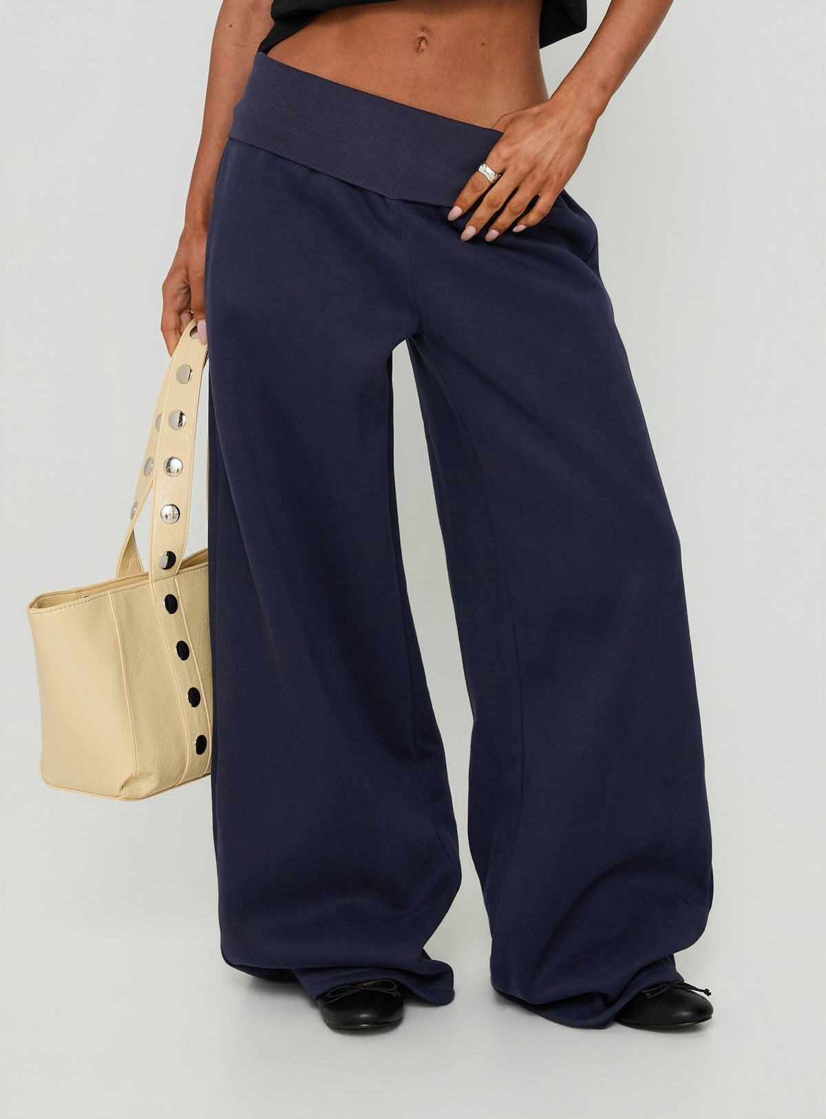 Lockie Foldover Baggy Sweatpants Navy