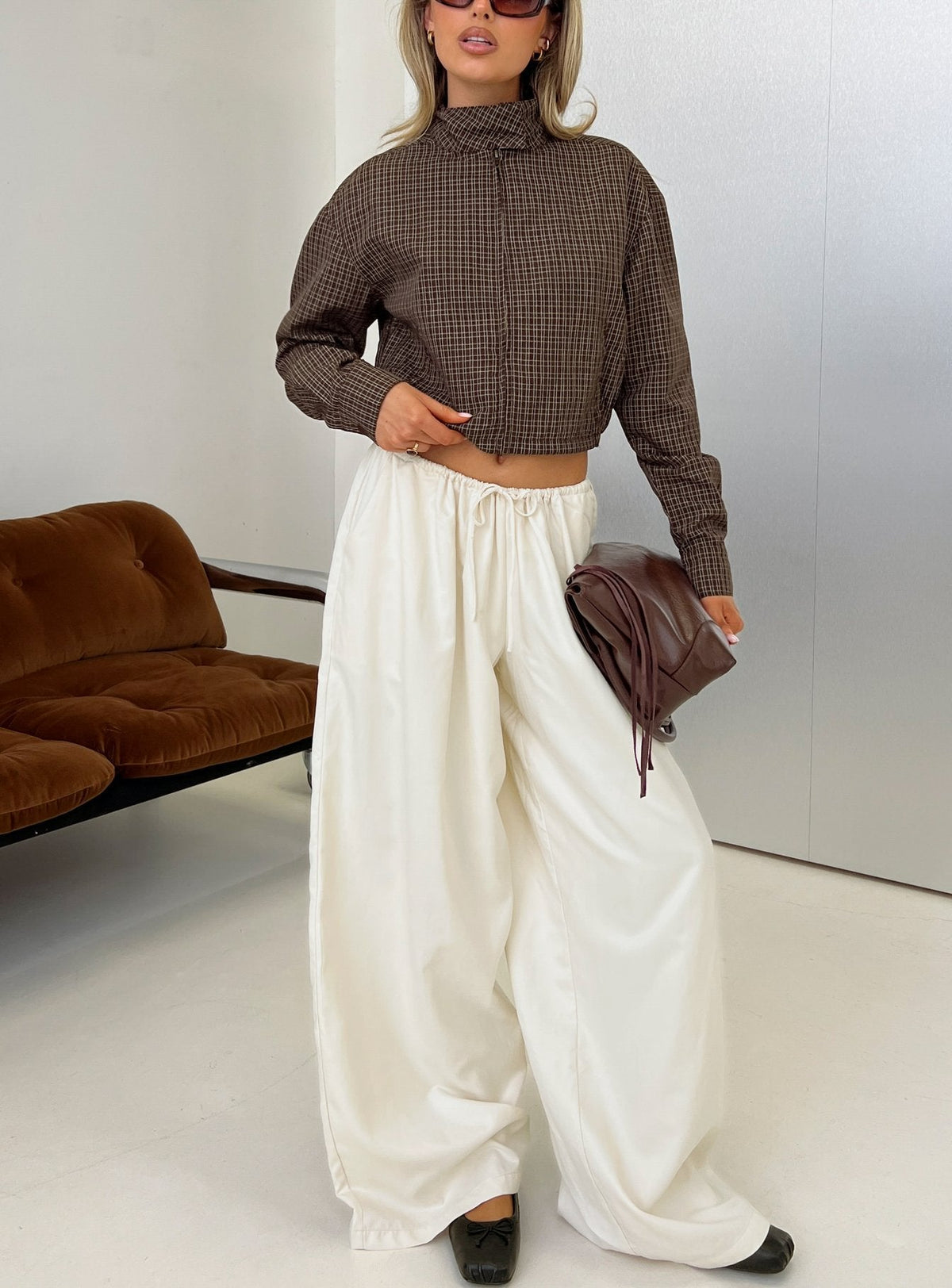 Bungala Oversized Relaxed Pants Ivory Petite