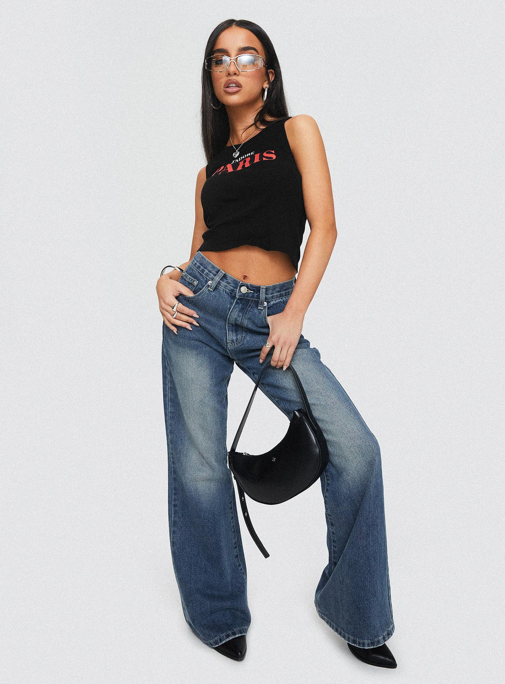 Hanlen Mid Rise Wide Leg Jean Blue