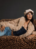 Natassia Faux Fur Jacket Beige
