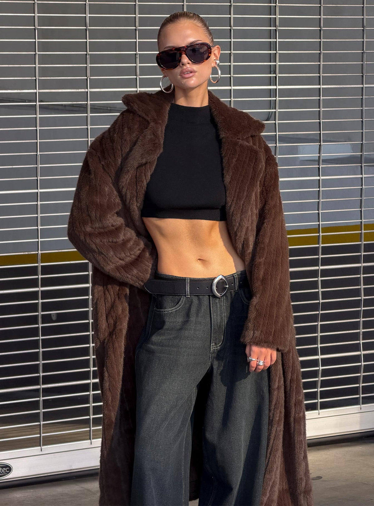 Moss Faux Fur Coat Chocolate