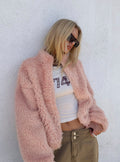 Jordynn Fleece Zip Through Jacket Dusty Pink
