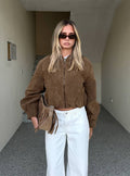 Mastery Faux Suede Bomber Jacket Brown