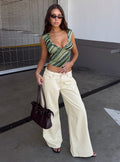 Ramos Low Rise Wide Leg Denim Jeans Cream