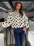 Sammee Polar Fleece Contrast Zip Through Jacket White Polka