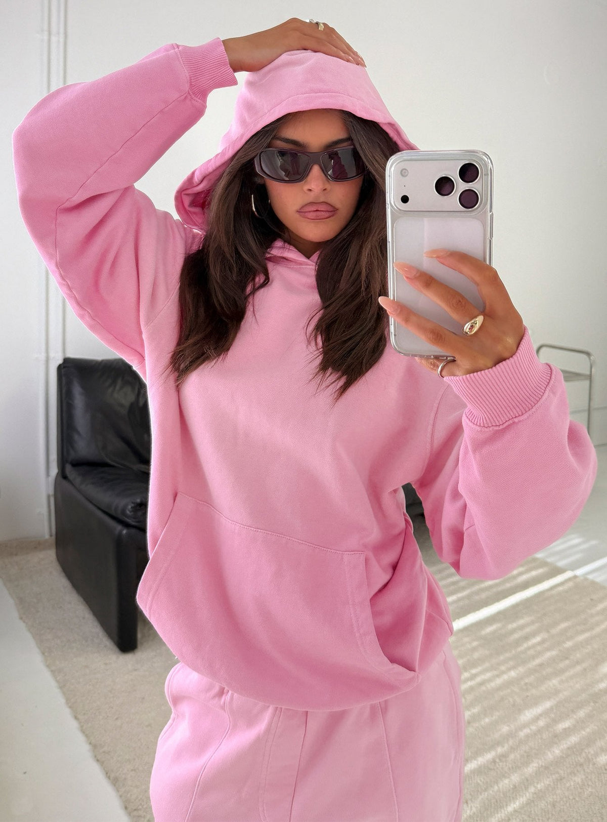 American Thrift Pullover Oversized Hoodie Washed Pink