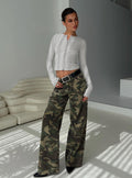 Briony Mid Rise Wide Leg Jeans Camouflage