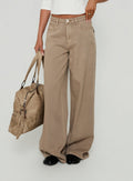 Maryjo Mid Rise Super Baggy Jeans Washed Brown