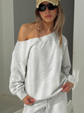 Wellness Off the Shoulder Sweatshirt Grey Marle