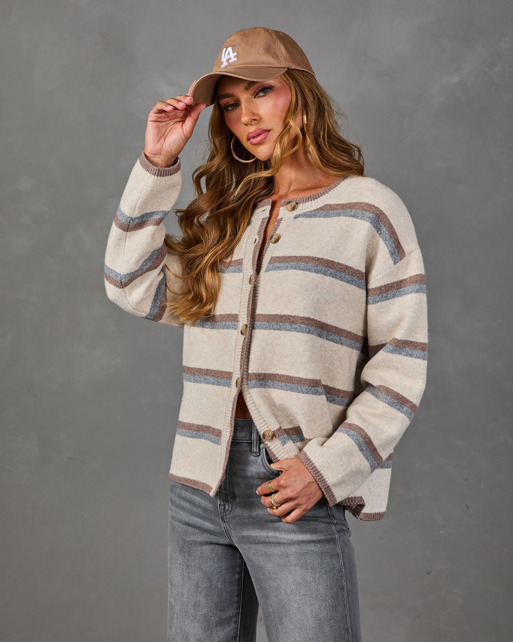 Cozy Vibes Striped Knit Cardigan