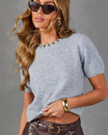 Heirloom Muse Knit Jeweled Neckline Short Sleeve Sweater