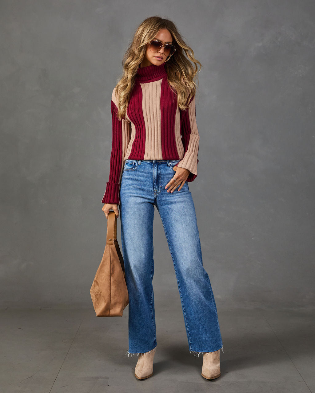 Nomi Contrast Striped Turtleneck Sweater