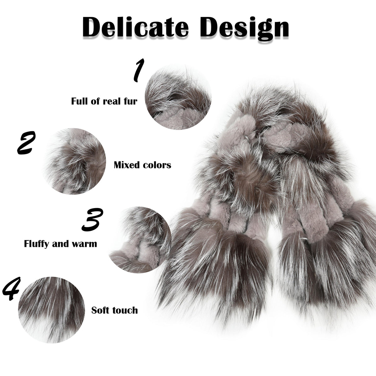 Womens Rex Rabbit Fur Scarf Ladies Winter Warm Knitted Flowers Crochet Fashion Scarf Scarves for Women Men Fur Story FS19502