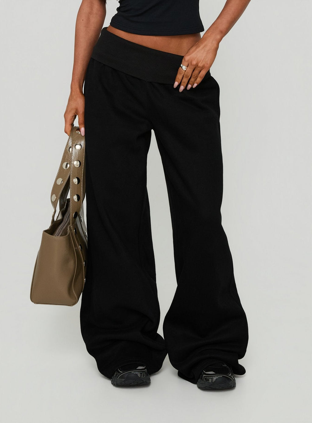 Lockie Foldover Baggy Sweatpants Black