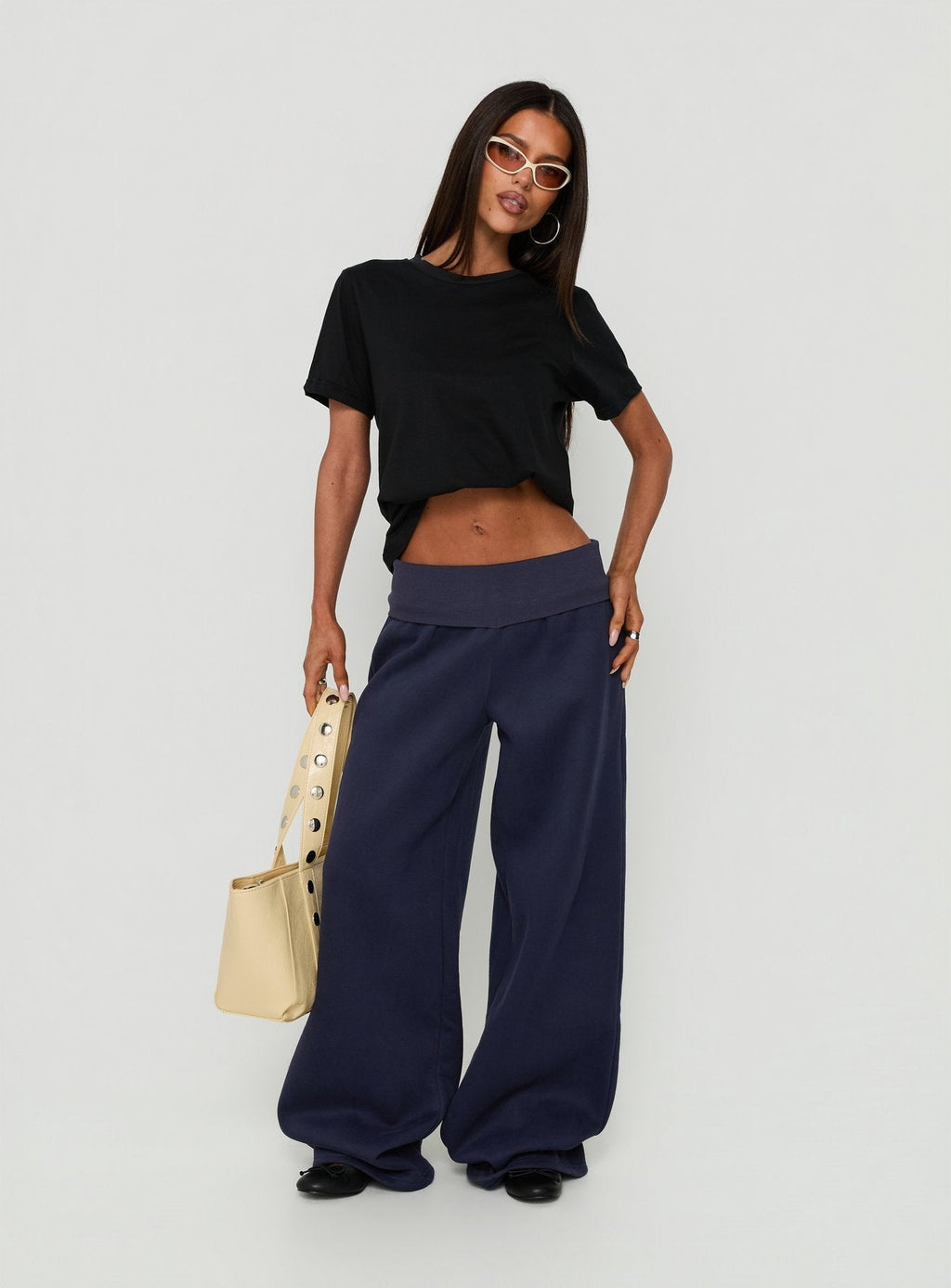Lockie Foldover Baggy Sweatpants Navy