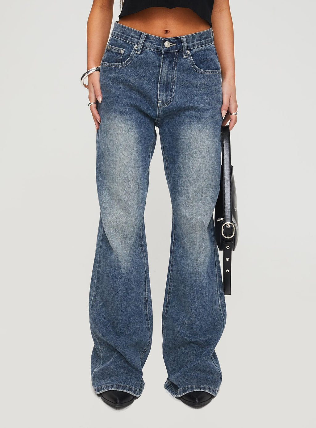 Hanlen Mid Rise Wide Leg Jean Blue