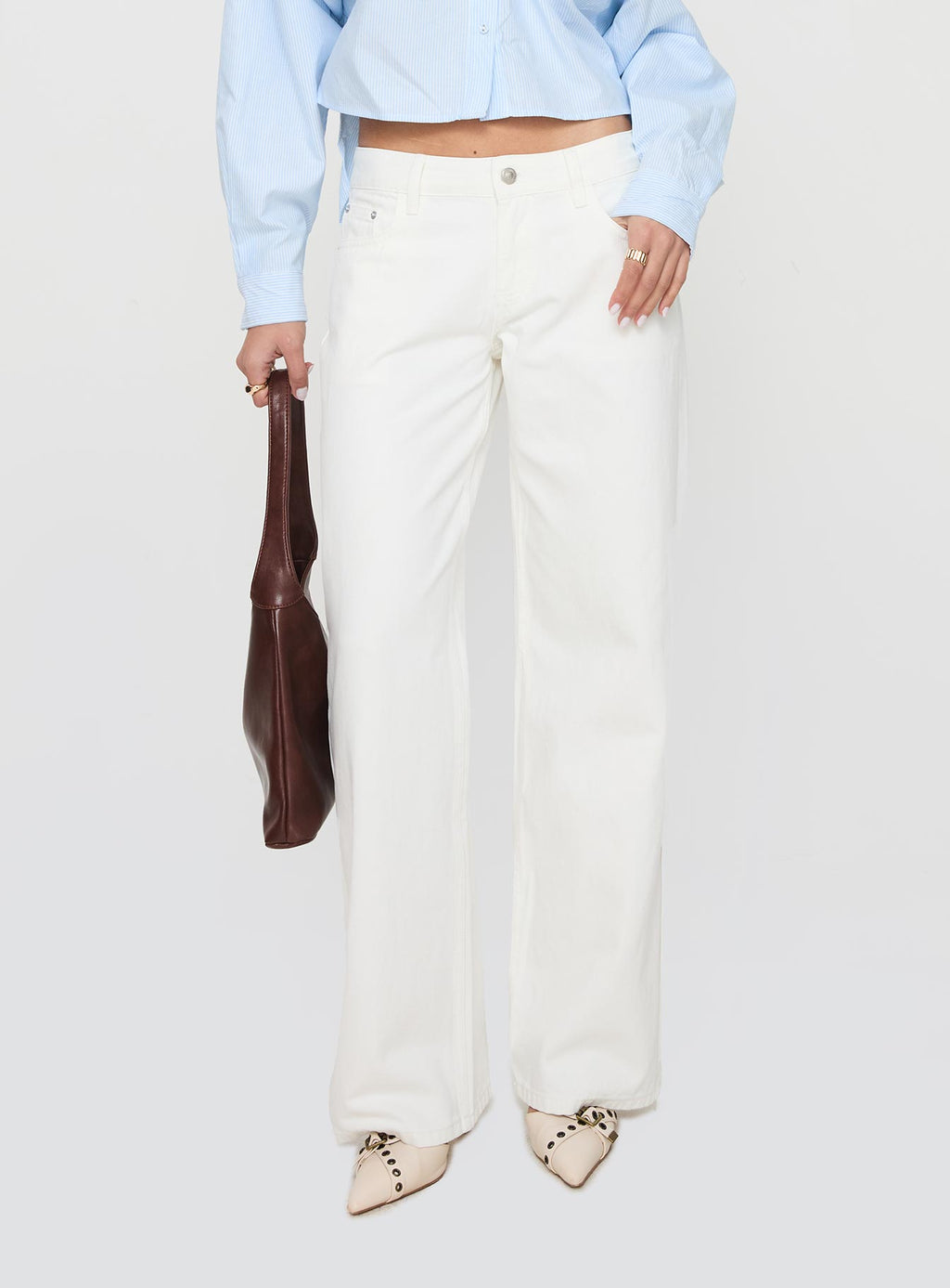 Ellanor Low Rise Straight Leg Jeans White Petite