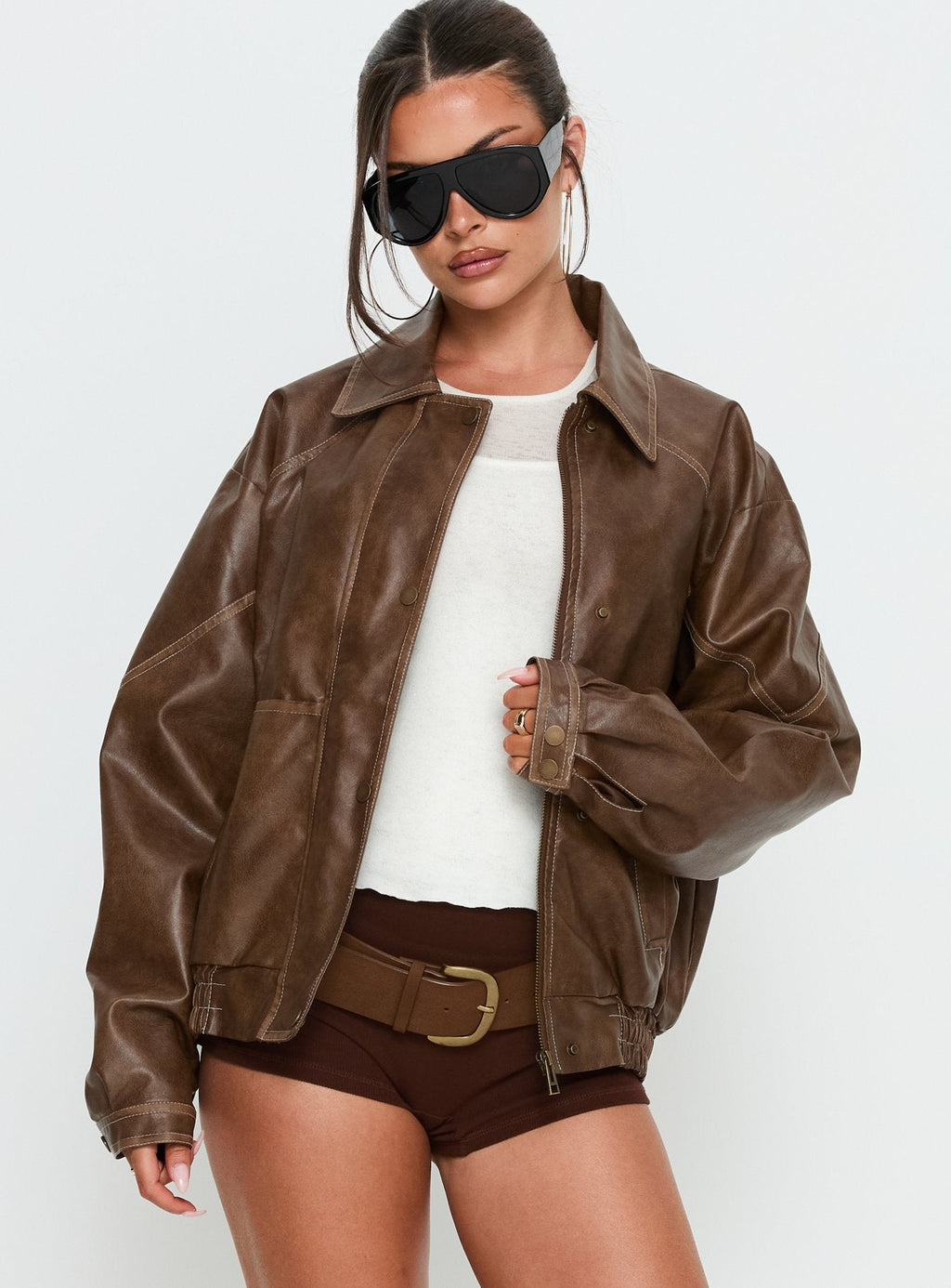 Jaxton Faux Leather Jacket Light Brown