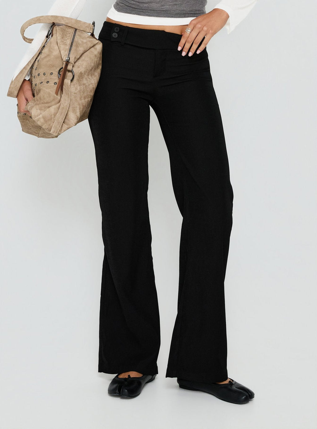 Jordanna Belted Straight Pants Black
