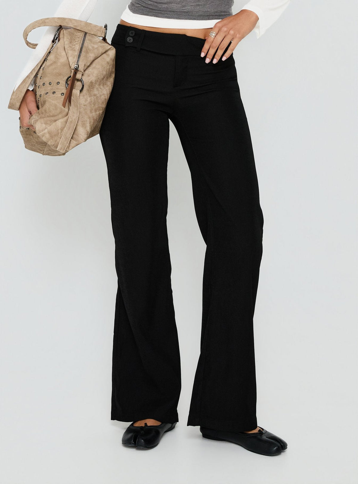 Jordanna Belted Straight Pants Black