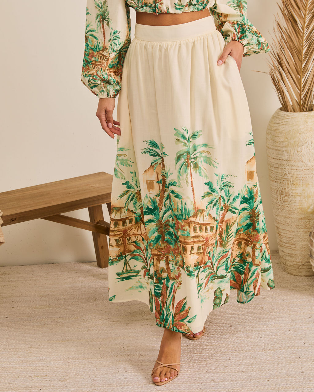 Sun Club Novelty Print Maxi Skirt