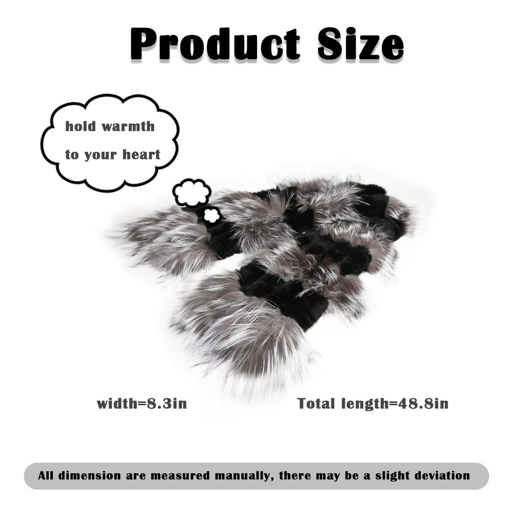 Womens Rex Rabbit Fur Scarf Ladies Winter Warm Knitted Flowers Crochet Fashion Scarf Scarves for Women Men Fur Story FS19502