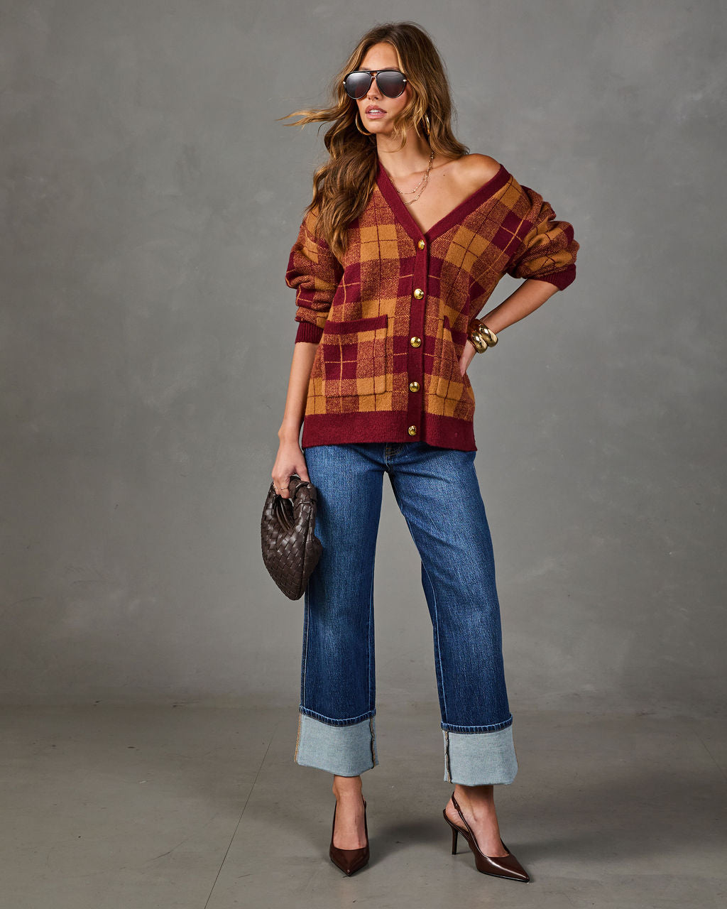 Fall Foliage Plaid Button Down Cardigan