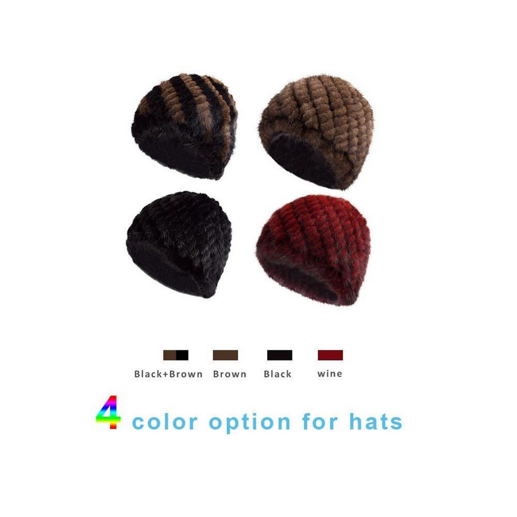 Womens Hats Winter Knitted Real Mink Fur Cap Women Fur Hat Winter Hat Headgear Ears Warmer Headdress Mink Women Hat Womens Hats & Caps Fur Story FS13603