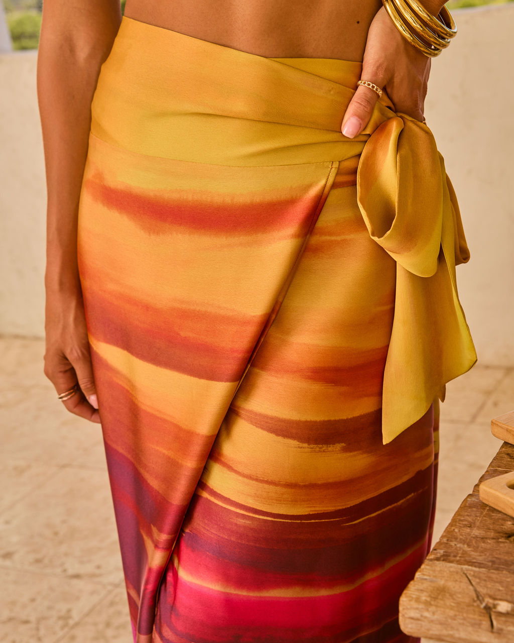 Lucia Printed Wrap Midi Skirt