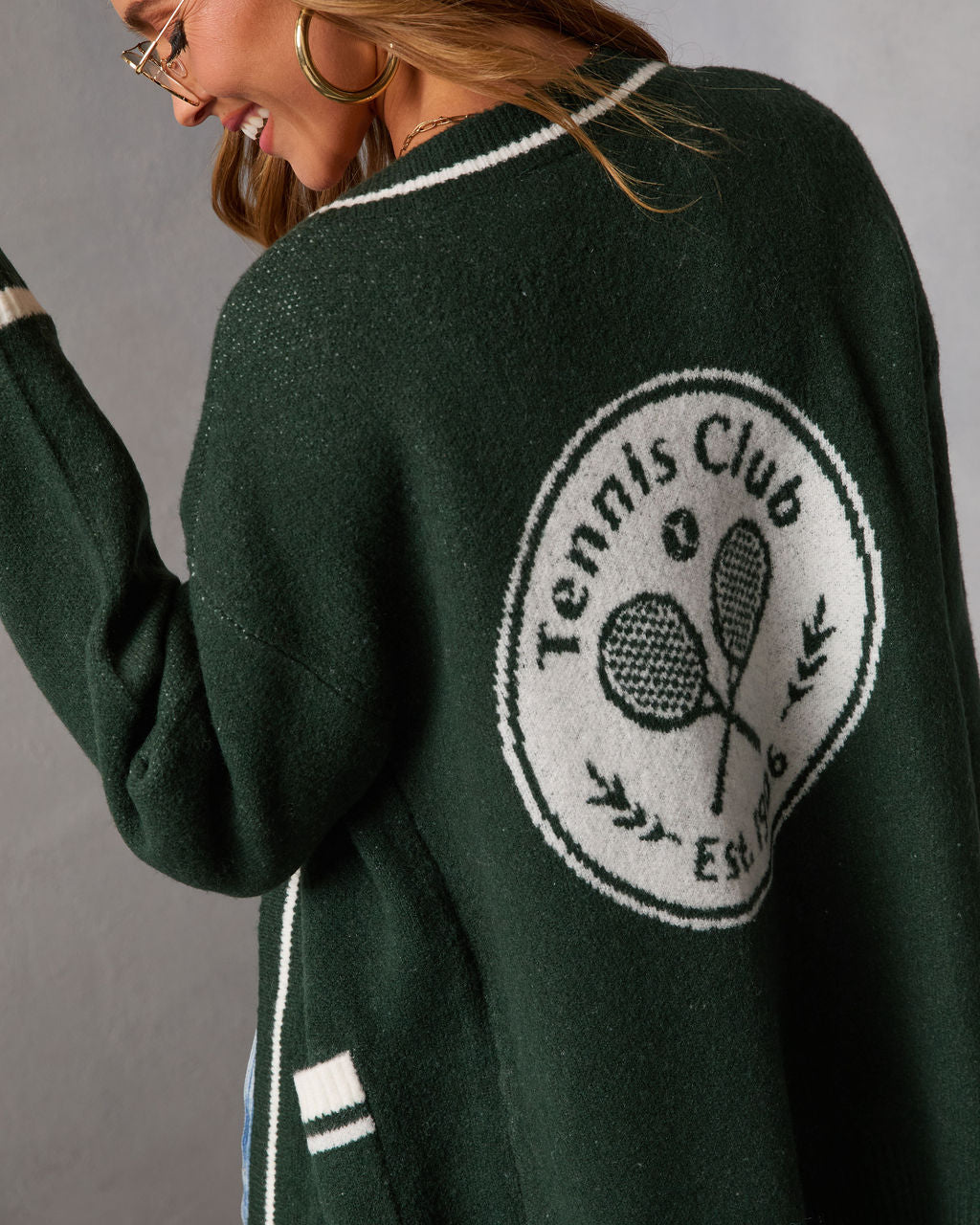 Tennis Club Graphic Knit Cardigan