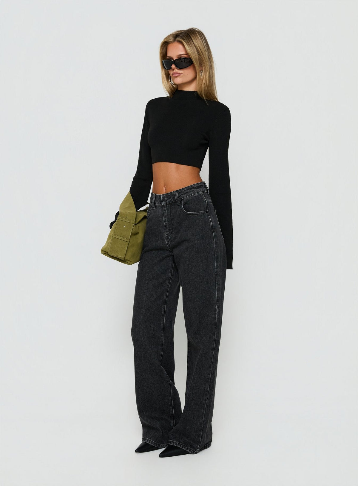 Konstanze High Rise Baggy Jeans Washed Black