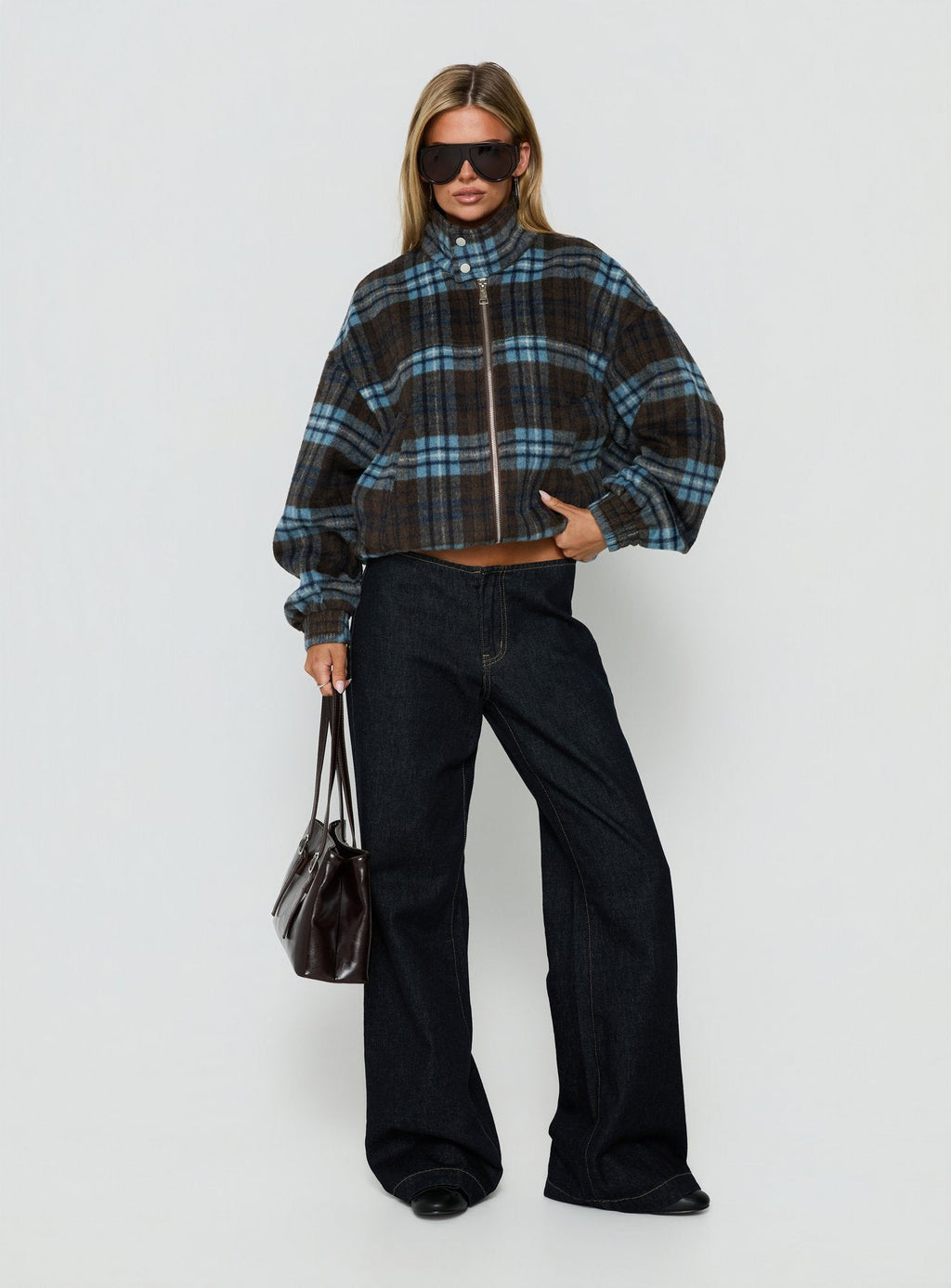 Ellissa Bomber Jacket Blue Check