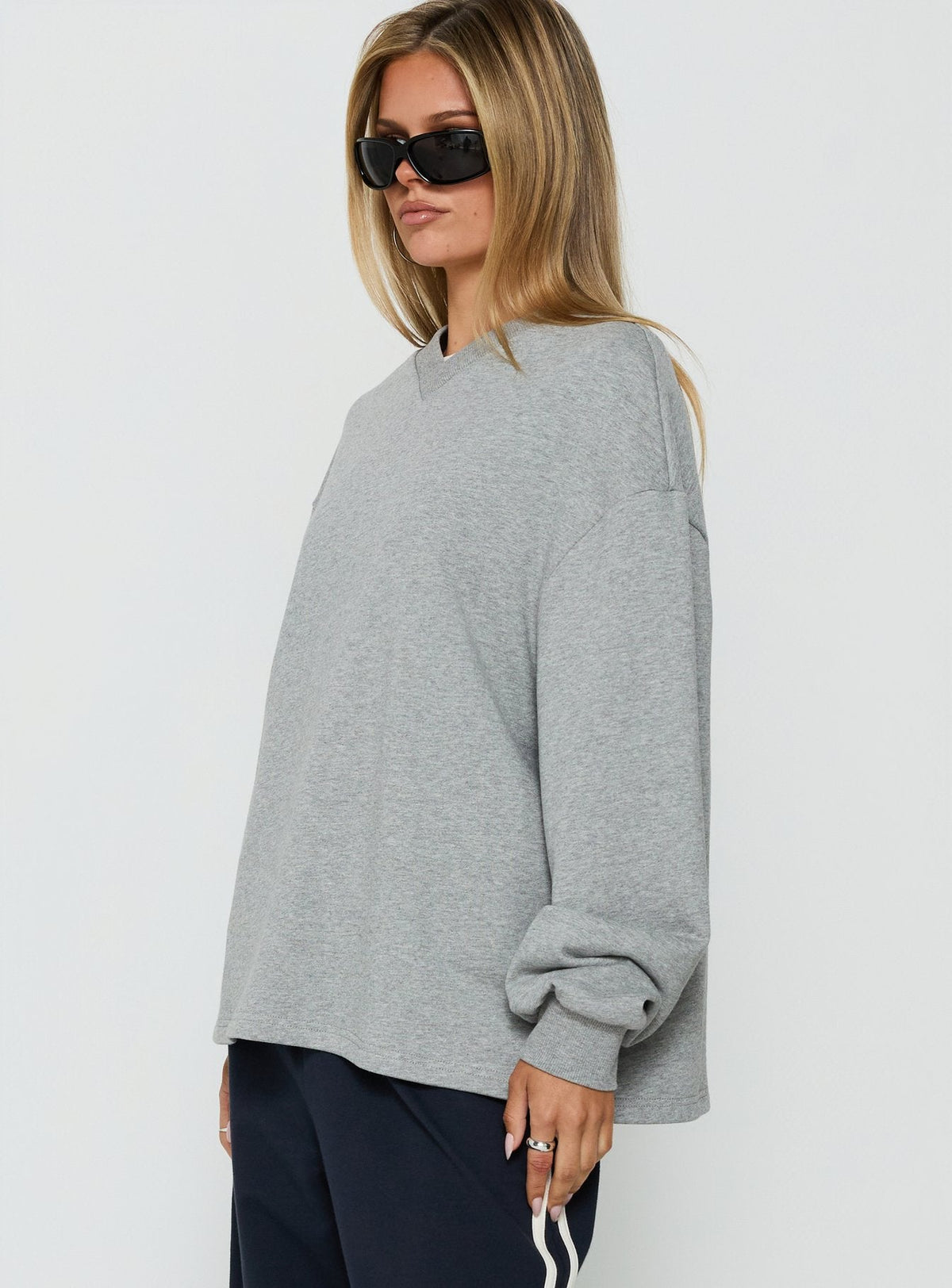 Opollo V Neck Sweatshirt Grey Marle