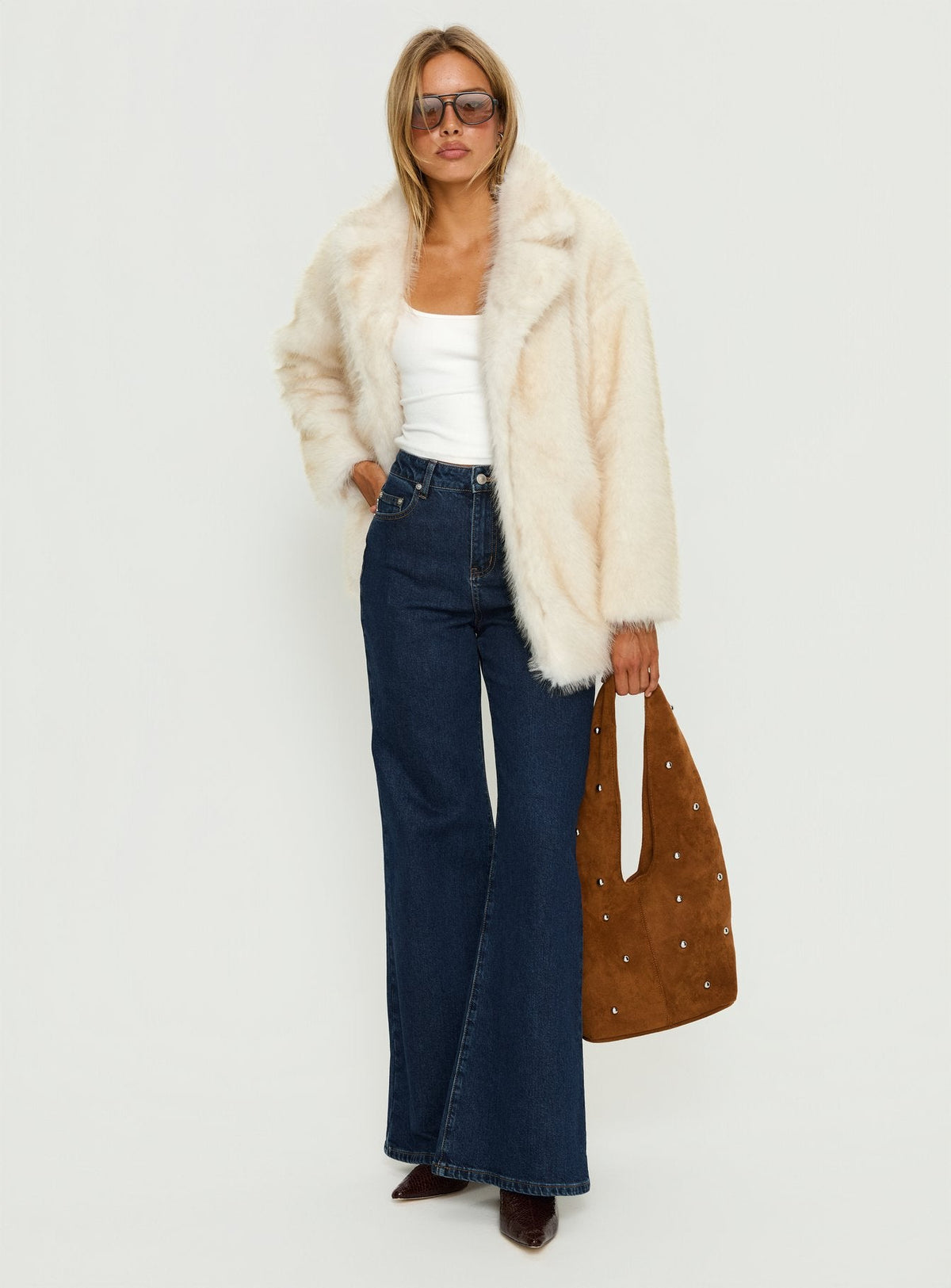 Clova Faux Fur Coat White