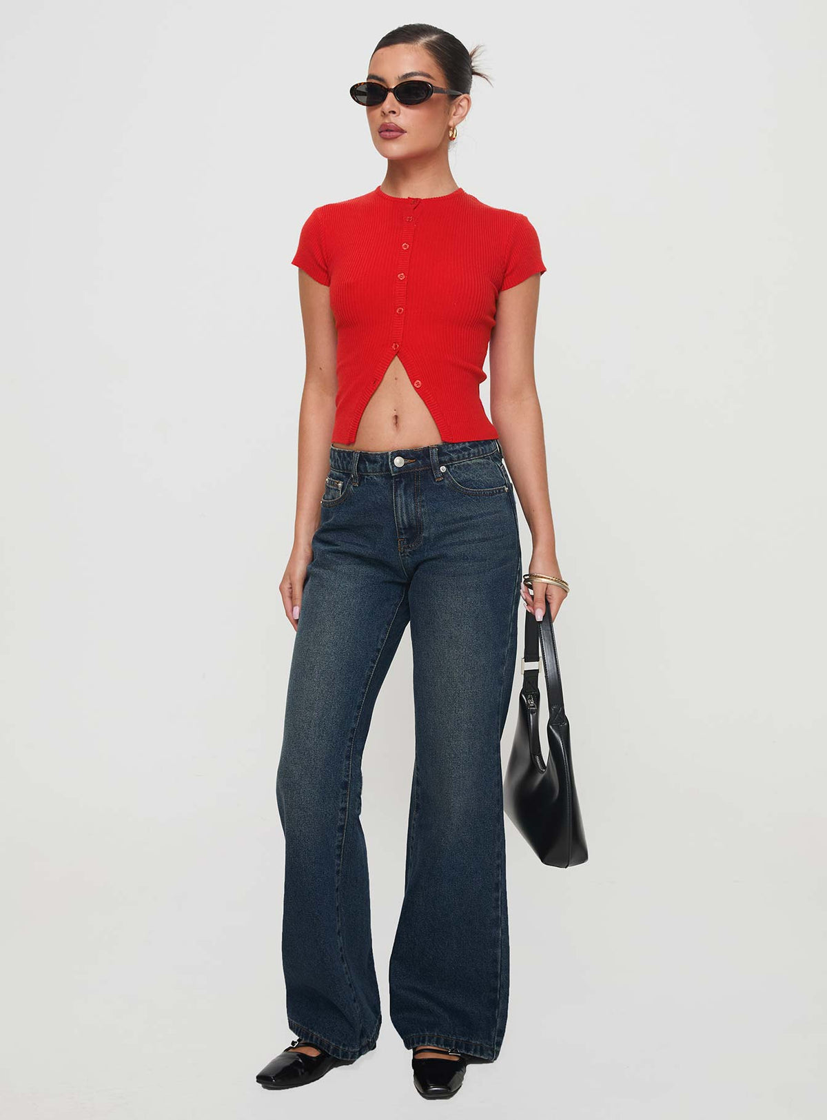 Cybele Mid Rise Straight Leg Jeans Dark Denim