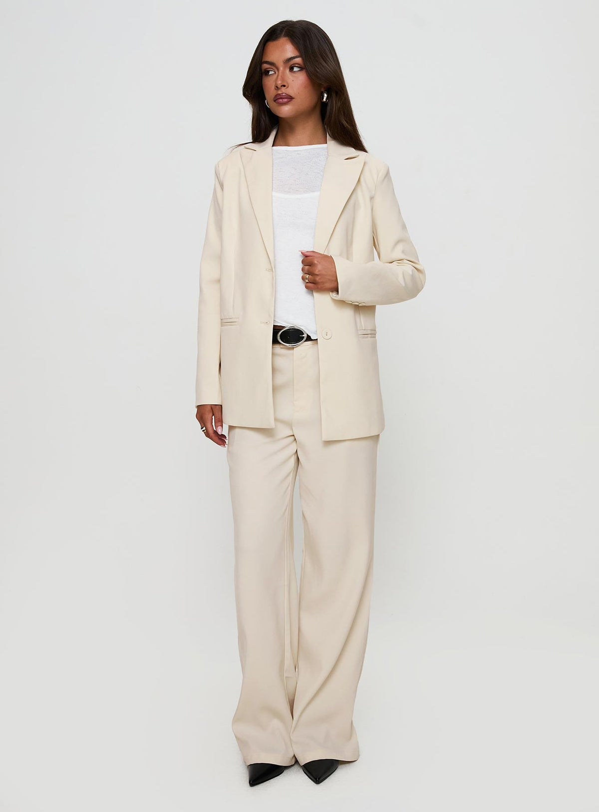 Crowd Pleaser Oversized Blazer Cream
