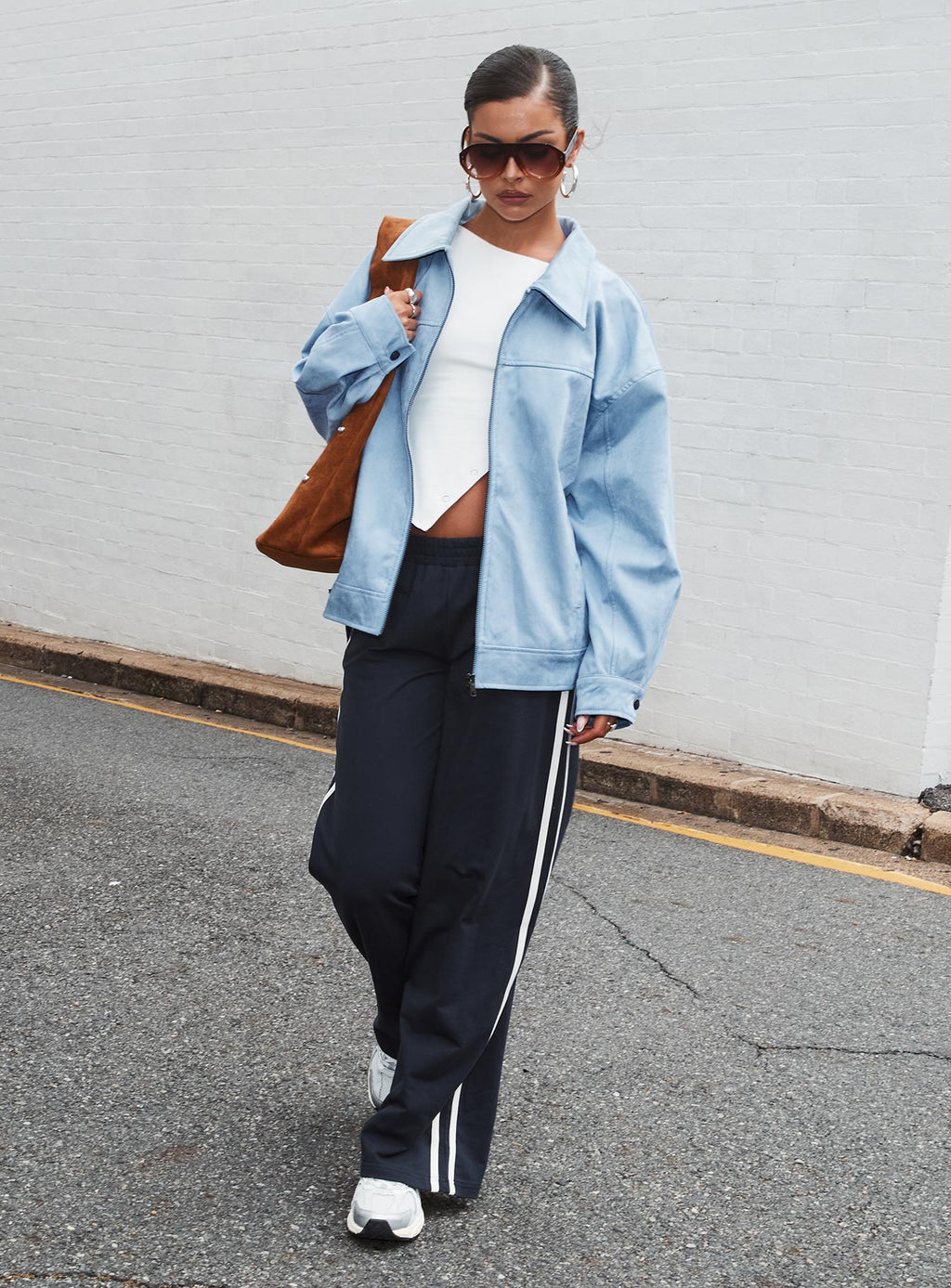 Goldsmith Faux Suede Bomber Jacket Blue