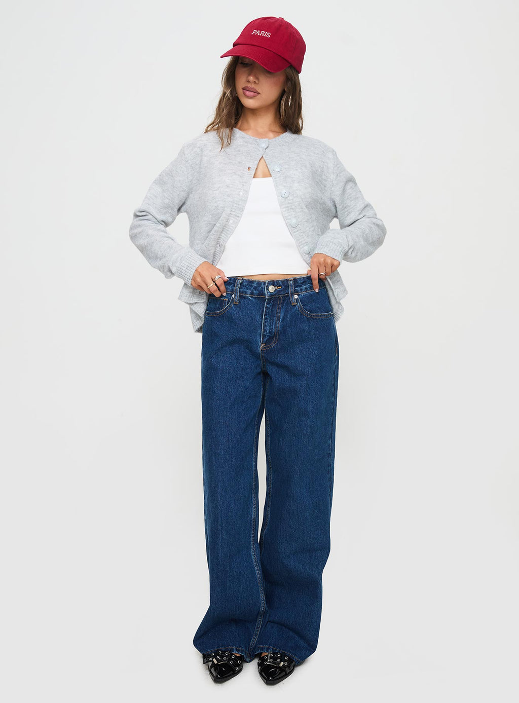 Shima Low Rise Straight Leg Jeans Mid Wash