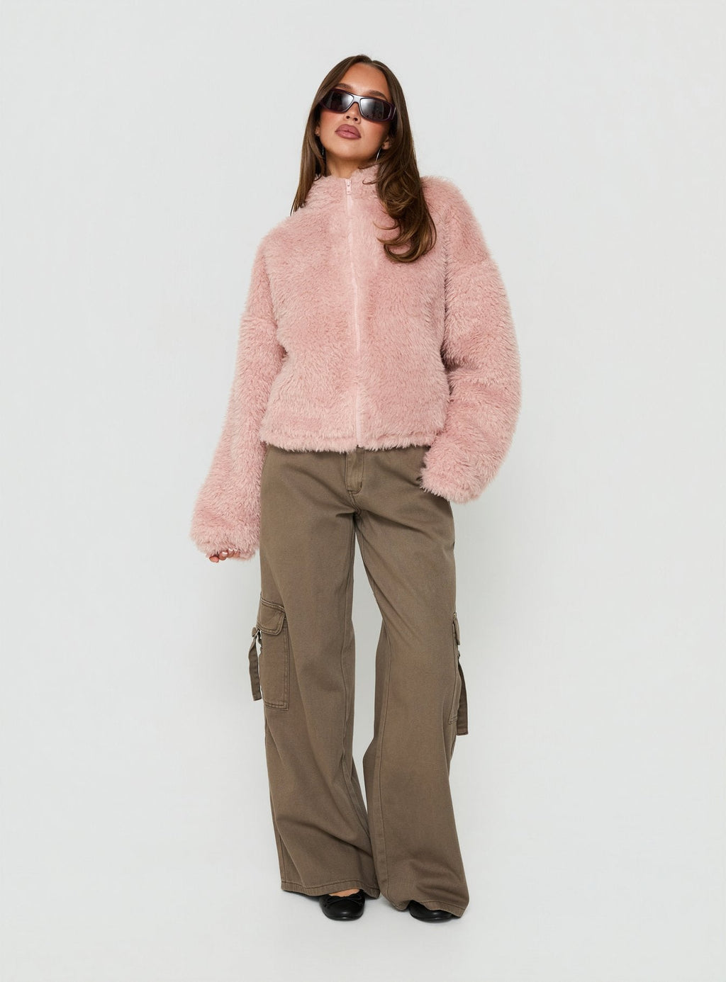 Jordynn Fleece Zip Through Jacket Dusty Pink