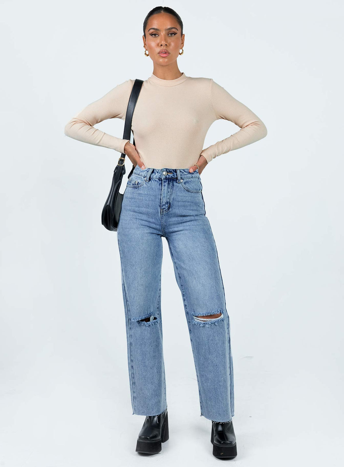 Thorne High Rise Straight Leg Jeans Denim