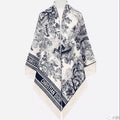 Dior 2026 Toile de Jouy Scarf 140cm Blue White Wool And Cashmere 190051
