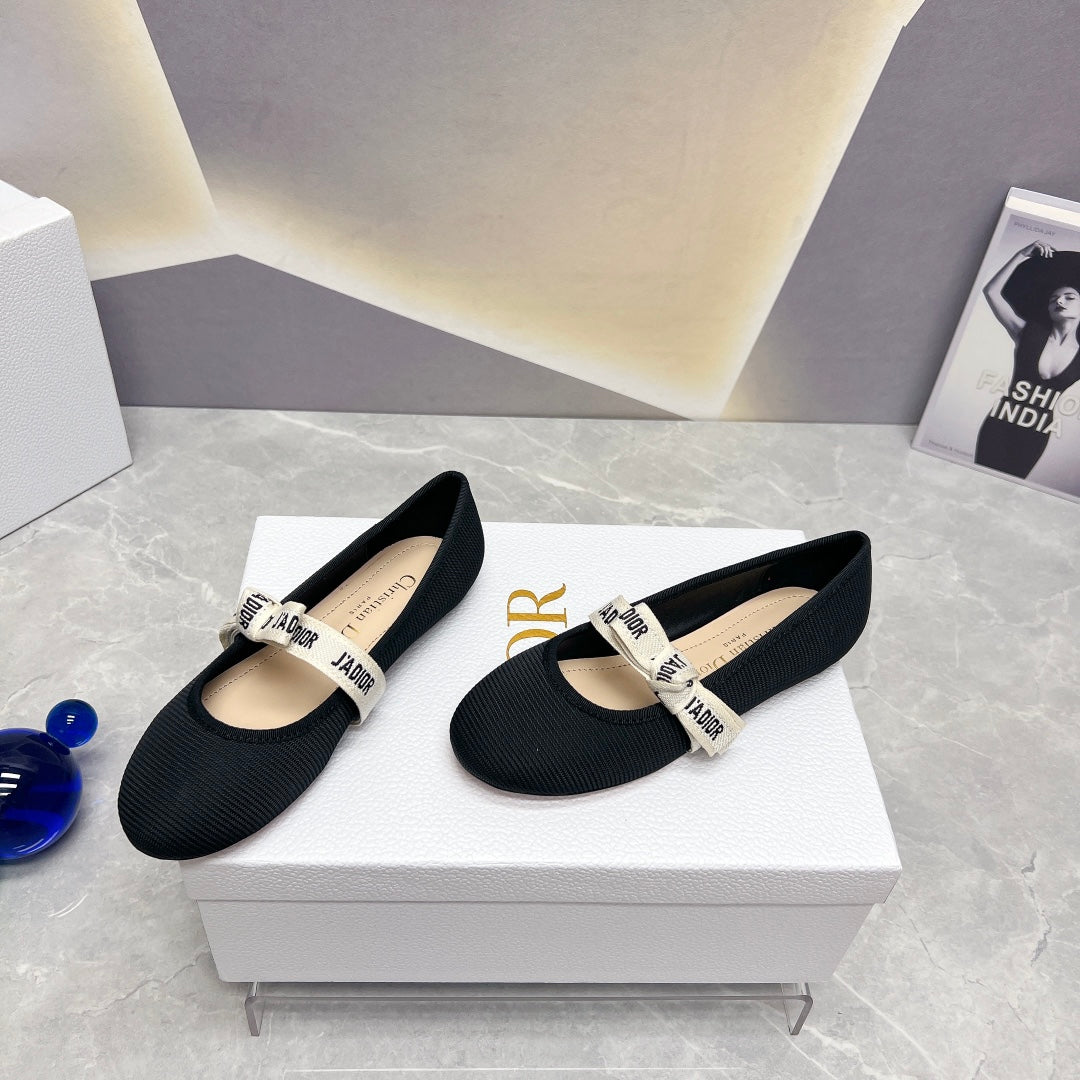 Dior 2026 JAdior Ballet Flat Black Fabric Leather 725954