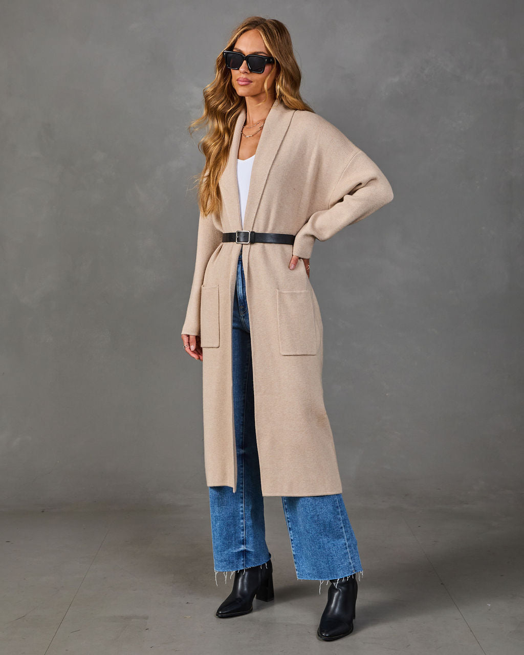 Loretta Knit Belted Longline Cardigan