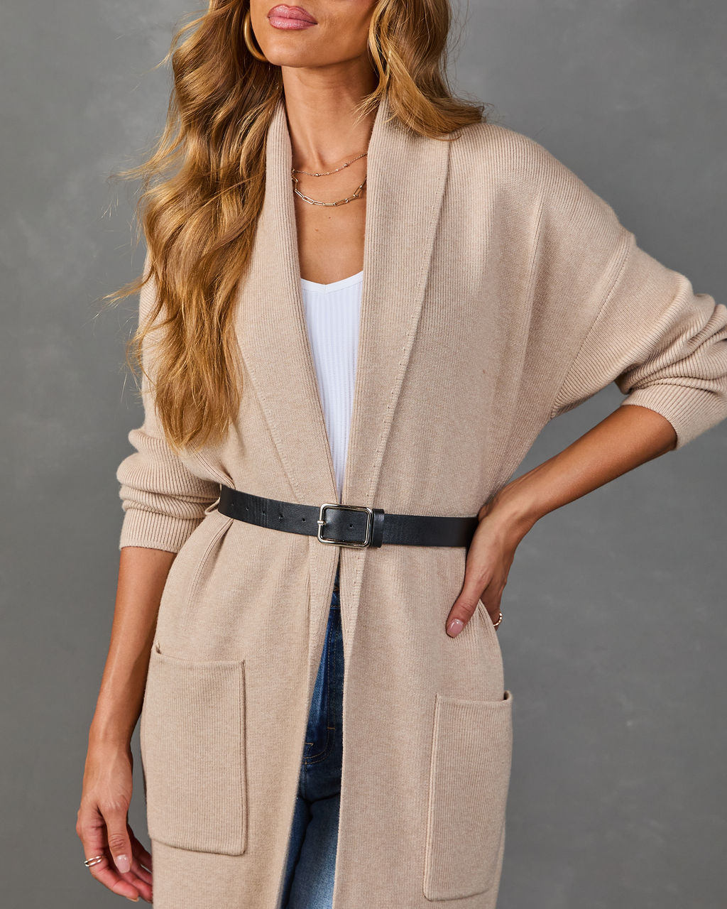 Loretta Knit Belted Longline Cardigan