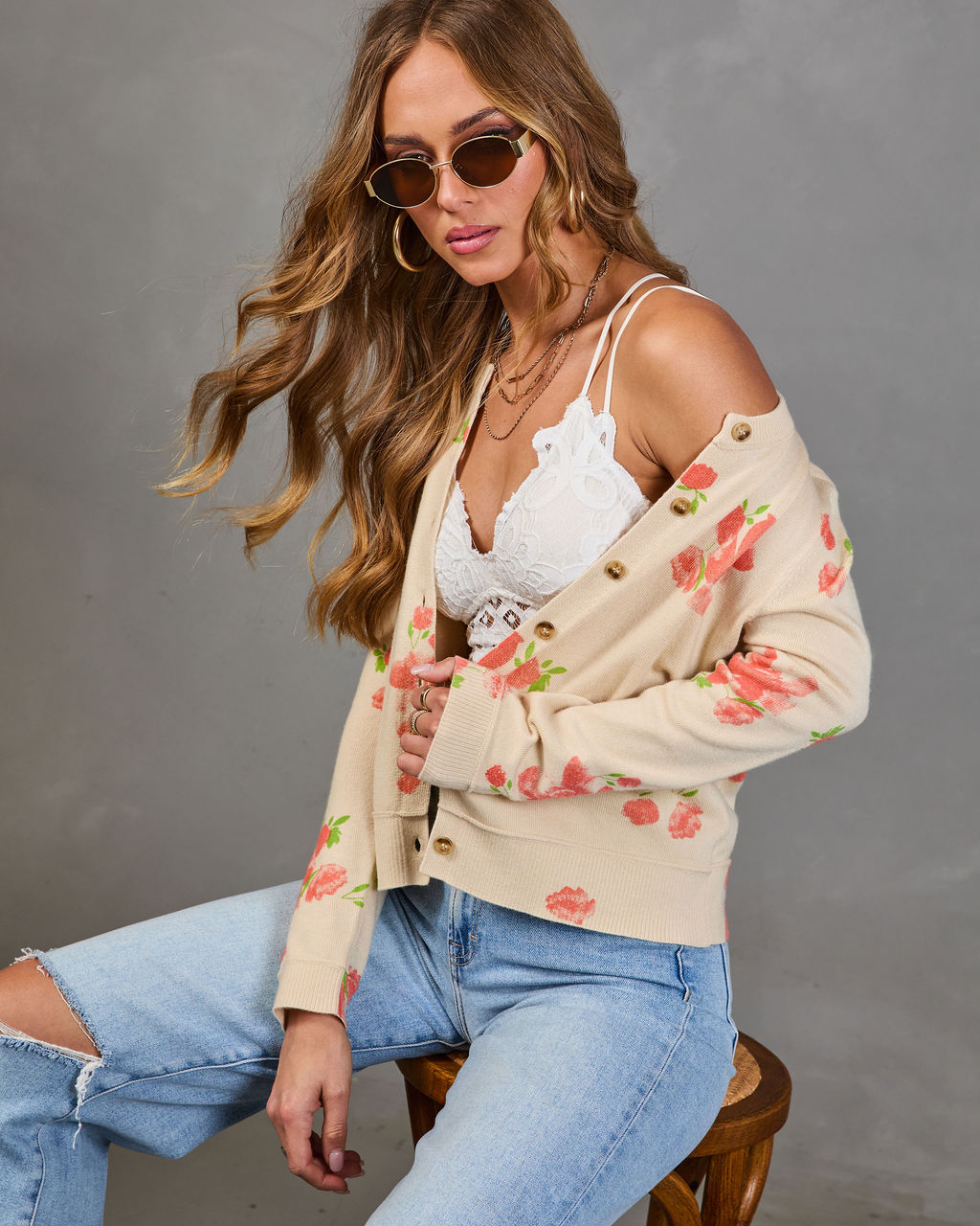 Saddle Rose Knit Floral Cardigan