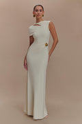 Kaida Slinky Maxi Dress With Hardware - Ivory