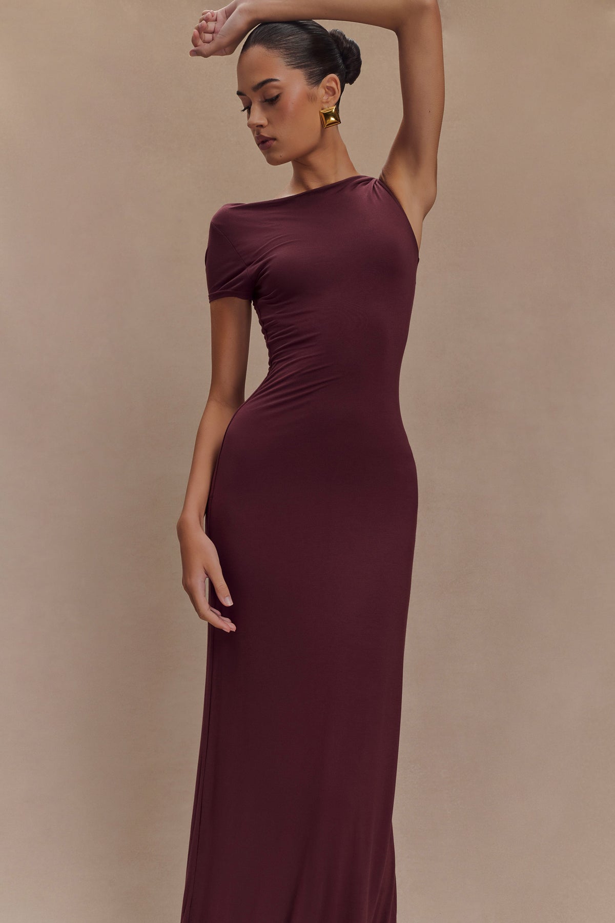Tamsin Short Sleeve Modal Maxi Dress - Mahogany