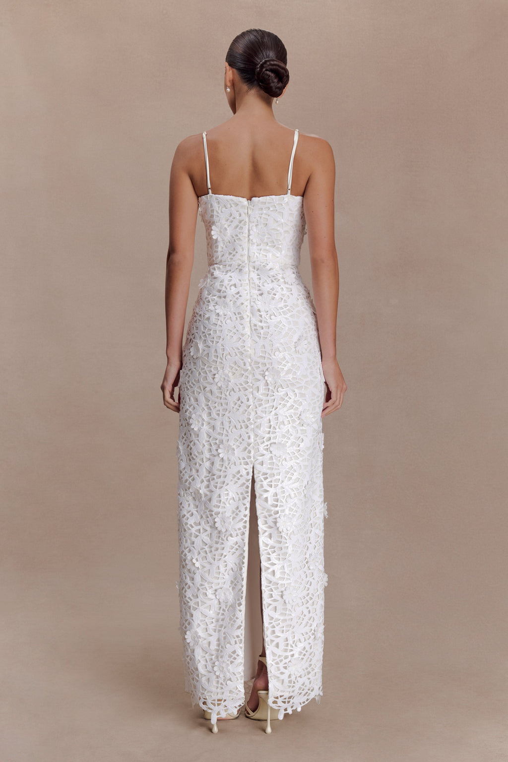 Josefa Sequin Lace Maxi Dress - White