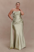 Sarah Strapless Maxi Dress With Waist Tie - Sage