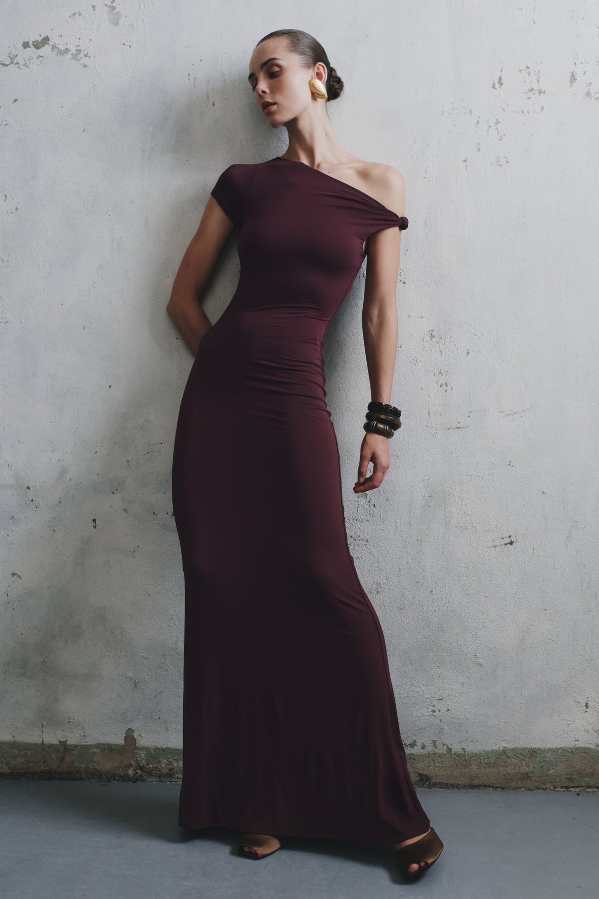 Tamsin Short Sleeve Modal Maxi Dress - Mahogany